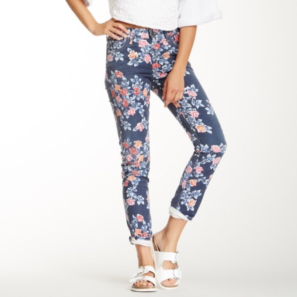 New Citizens of Humanity Mandy floral retro vintage printed skinny roll up jeans